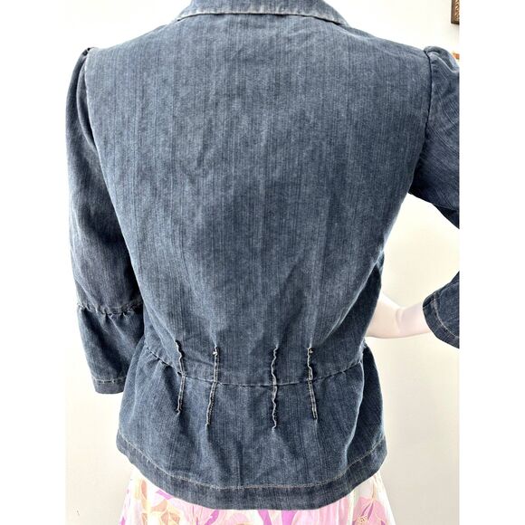 Vintage Y2k Cherokee Dark Wash Blue Denim Jean Blazer Suit Jacket size Small - Picture 8 of 8